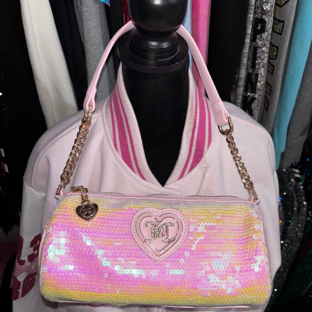 Juicy Couture Choose Juicy II Shoulder Bag Light Pink Sequins Barrel